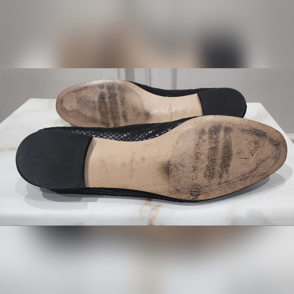 Massimo Dutti Black Leather Reptile Loafers / Flats Size 9 - Picture 5 of 6
